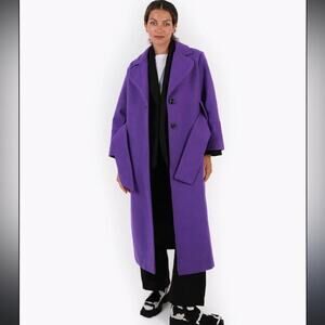 NWT LAAGAM Purple Ozzy Belted Trench Coat Small